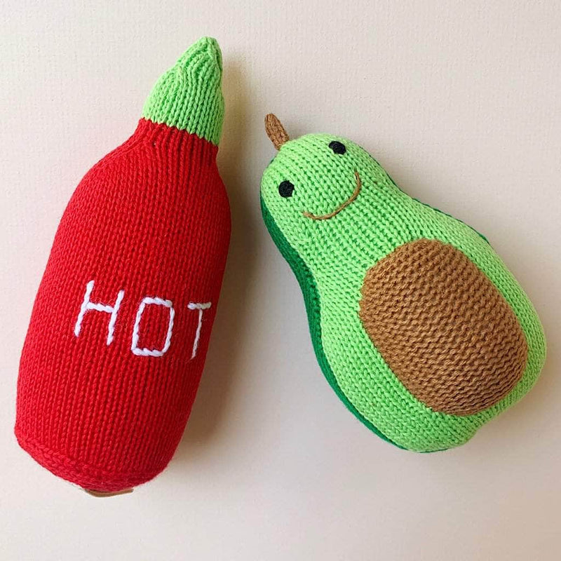 Organic Baby Gift Set | Hot Sauce & Avocado Rattles -