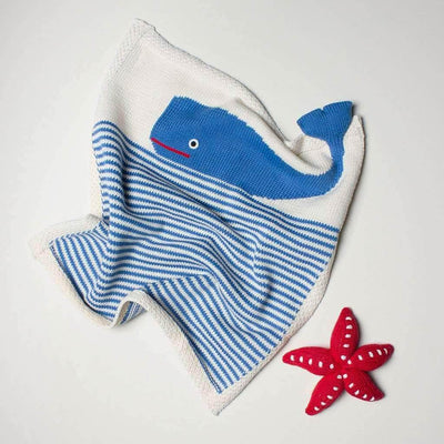 Organic Baby Gift Set - Newborn Security Blanket & Rattle Toy | Whale & Starfish -  - Estella