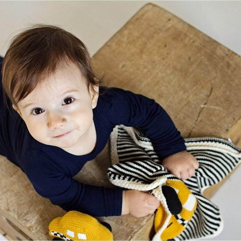 Organic Baby Gift Set - Newborn Security Blanket, Rattle Toys | NYC Taxi, Hot Dog & Pretzel -