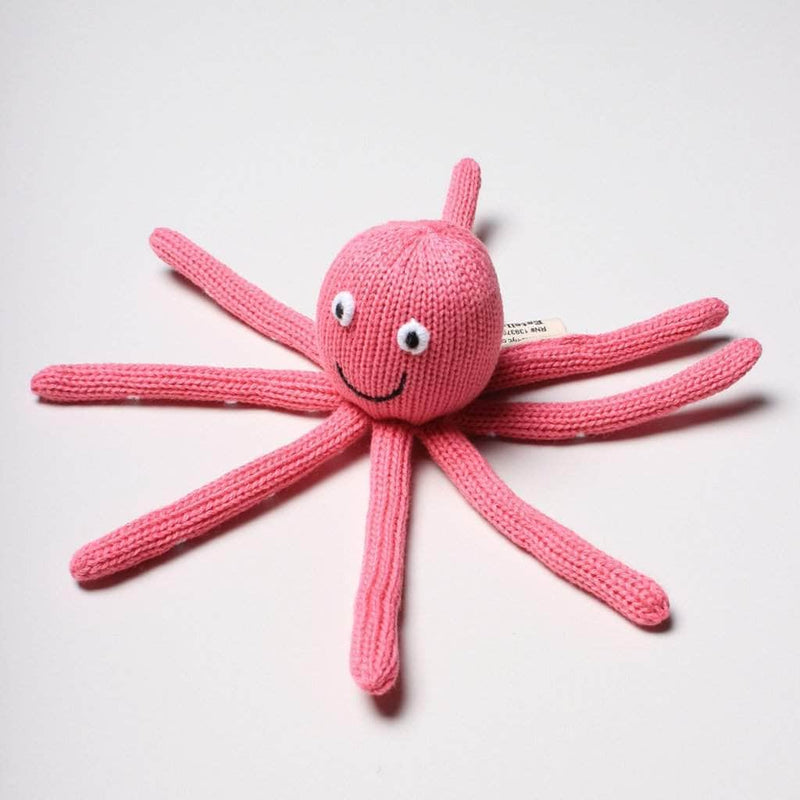 Organic Baby Gift Set - Sleeveless Octopus Romper, Octopus Rattle & Hat -
