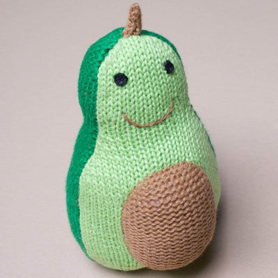 Organic Baby Gift Sets - Sleeveless Hand Knit Newborn Romper, Bonnet & Infant Rattle Toy | Avocado -