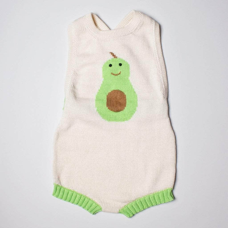 Organic Baby Gift Sets - Sleeveless Hand Knit Newborn Romper, Bonnet & Infant Rattle Toy | Avocado -  - Estella