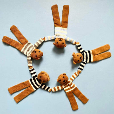 Estella Organic Cotton Handmade Baby Soother - Striped Brown Bear 7.5 -