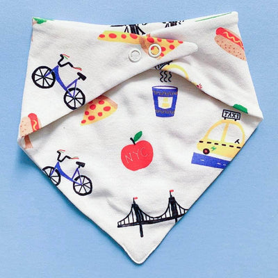 Organic Baby Gift Set - New York Bib & Pretzel Rattle toy -