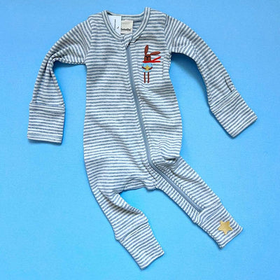 Baby Zip Sleeper-Bunny Embroidery -