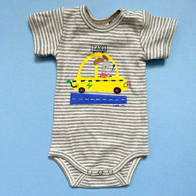Organic Baby One-Piece - Taxi - 0-3 M / Gray Stripe - Estella