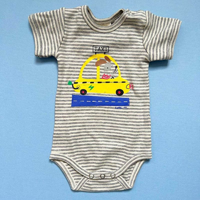 Organic Baby One-Piece - Taxi - 0-3 M / Gray Stripe - Estella
