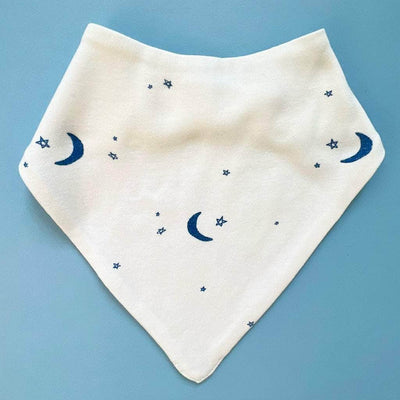 Baby Kerchief Bib-Moon and Stars - Navy - Estella