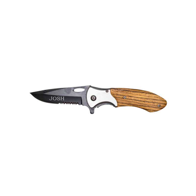 Personalized Black Blade Pakkawood Handle Knife -