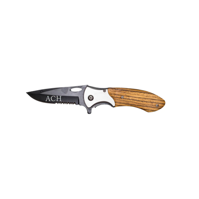 Personalized Black Blade Pakkawood Handle Knife -