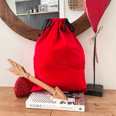 Personalized Valentine Gift Bags - Small 14 x 20.5 / Red Cotton