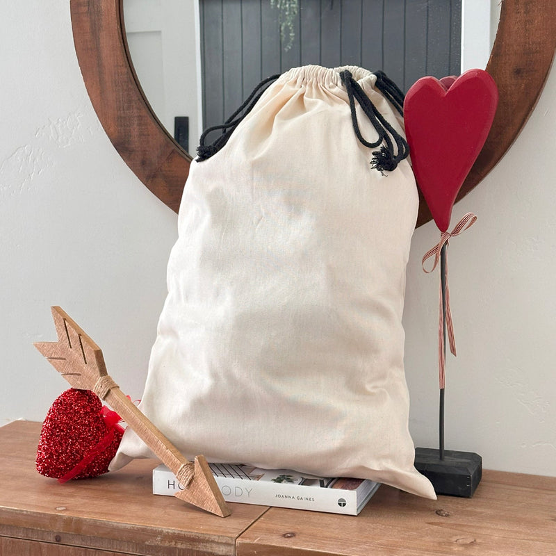 Personalized Valentine Gift Bags - Large 19.5 x 26 / White Cotton