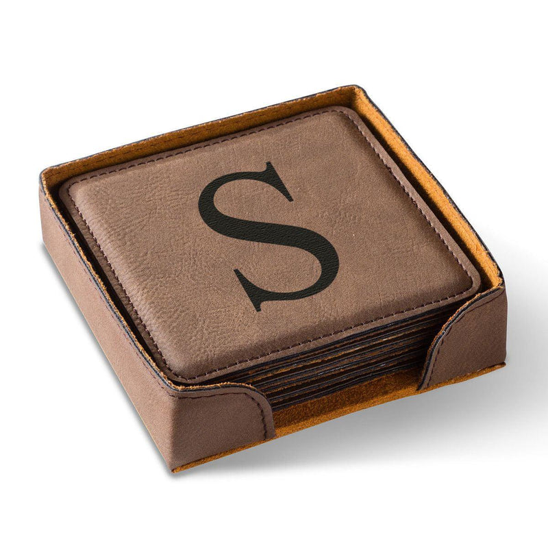 Personalized Brown Square Coaster Set -  - Completeful