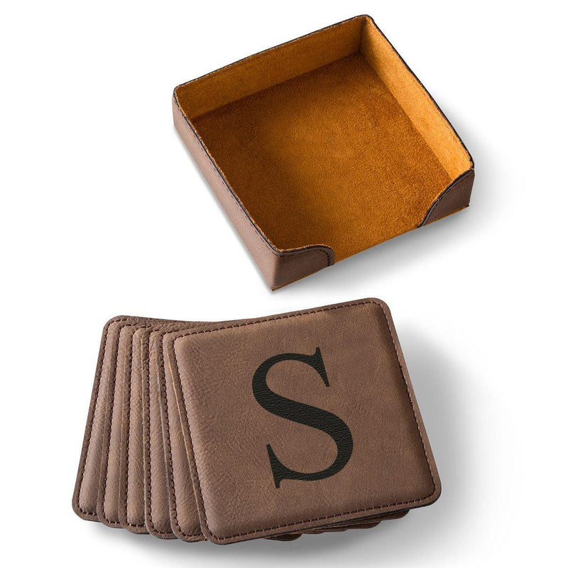 Personalized Brown Square Coaster Set -  - Completeful