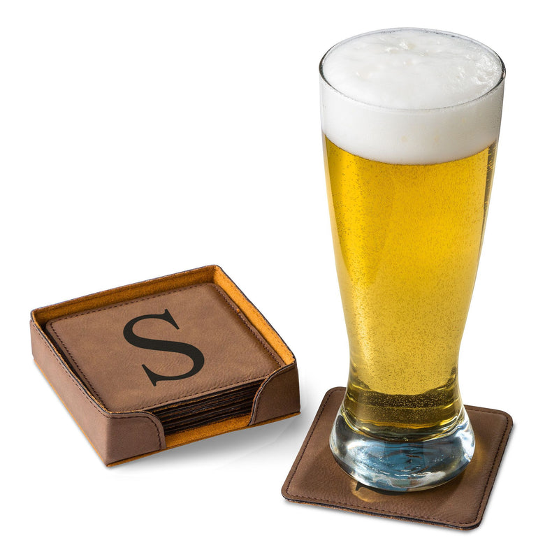 Personalized Brown Square Coaster Set -  - Completeful