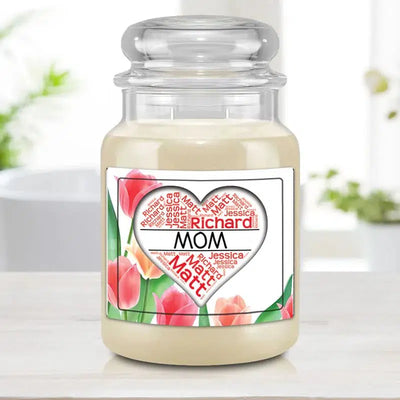 Personalized Mom/Grandparent Name Bubble Heart Candle - COUNTRY SUGAR - Lazerworx