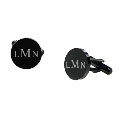 Personalized Round Black Cufflinks -  - Completeful