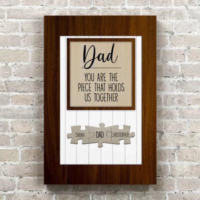 Personalized Dad/Mom You Are the Piece that Holds Us Together Puzzle Sign Canvas Wall Art -