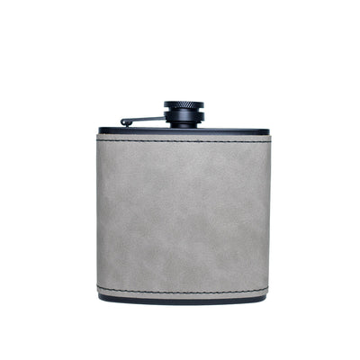 Personalized Leather Wrapped Black Flasks -