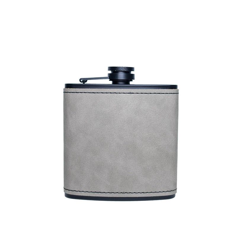Personalized Leather Wrapped Black Flasks -