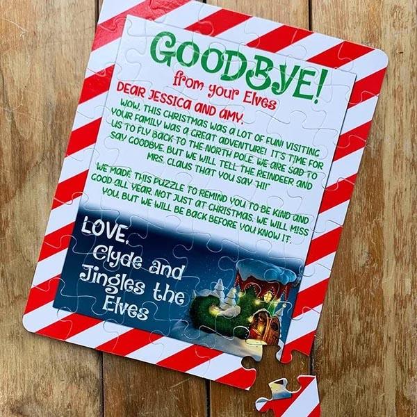Personalized Elf Puzzles - Hello or Goodbye Christmas Jigsaw -