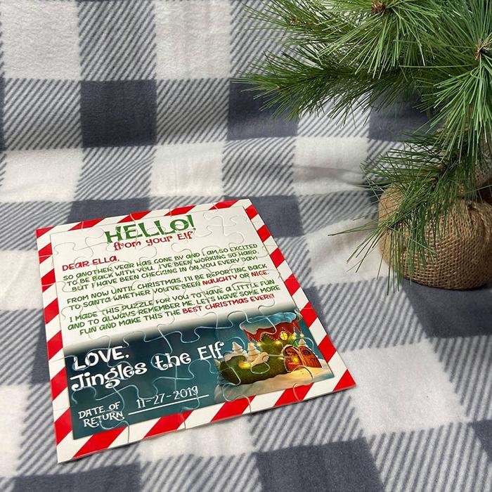 Personalized Elf Puzzles - Hello or Goodbye Christmas Jigsaw - 80 pcs