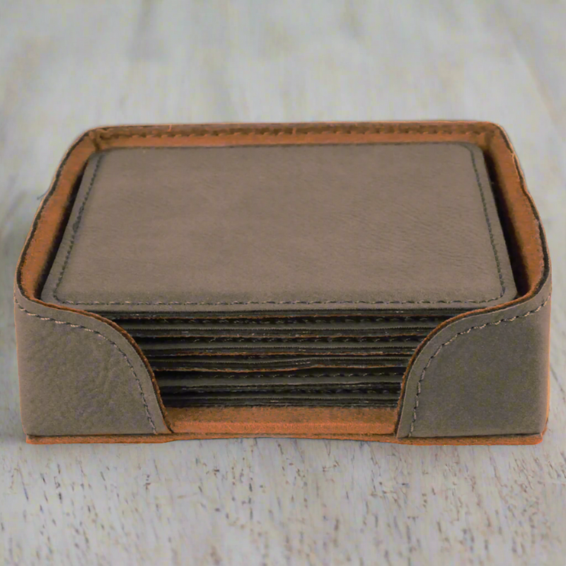 Personalized Gray Square 6-Coaster Set -