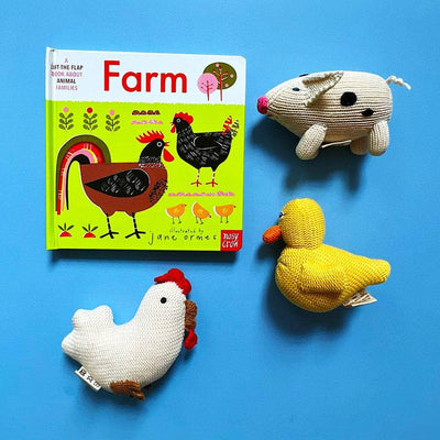 Farm Animals Baby Gift Set-Rattles & Board Book -  - Estella
