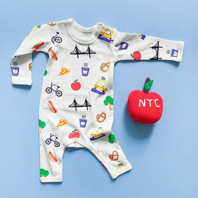Organic Baby Gift Set - New York Onesie & Apple Rattle Toy -  - Estella