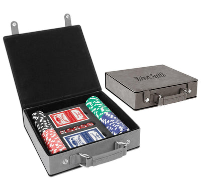 Personalized Gray 100-Chip Poker Set -