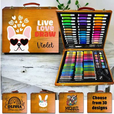 Personalized 150-pc Kids Art Kit with Carrying Case -