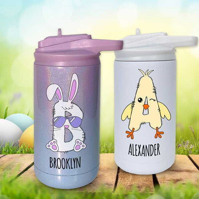 Personalized Kids Water Bottle 12oz Tumblers - Easter Bunny Basket Stuffer -  - Lazerworx