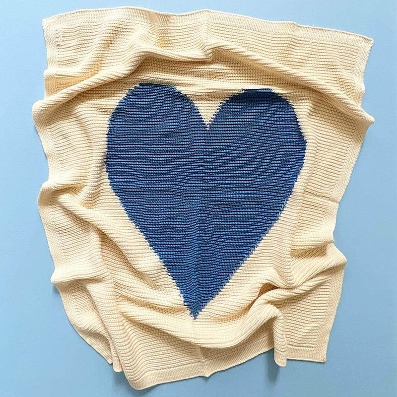 Cotton Baby Blankets - Heart - Blue - Estella