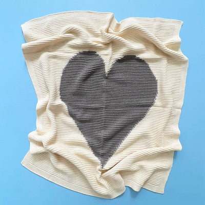 Cotton Baby Blankets - Heart - Grey - Estella