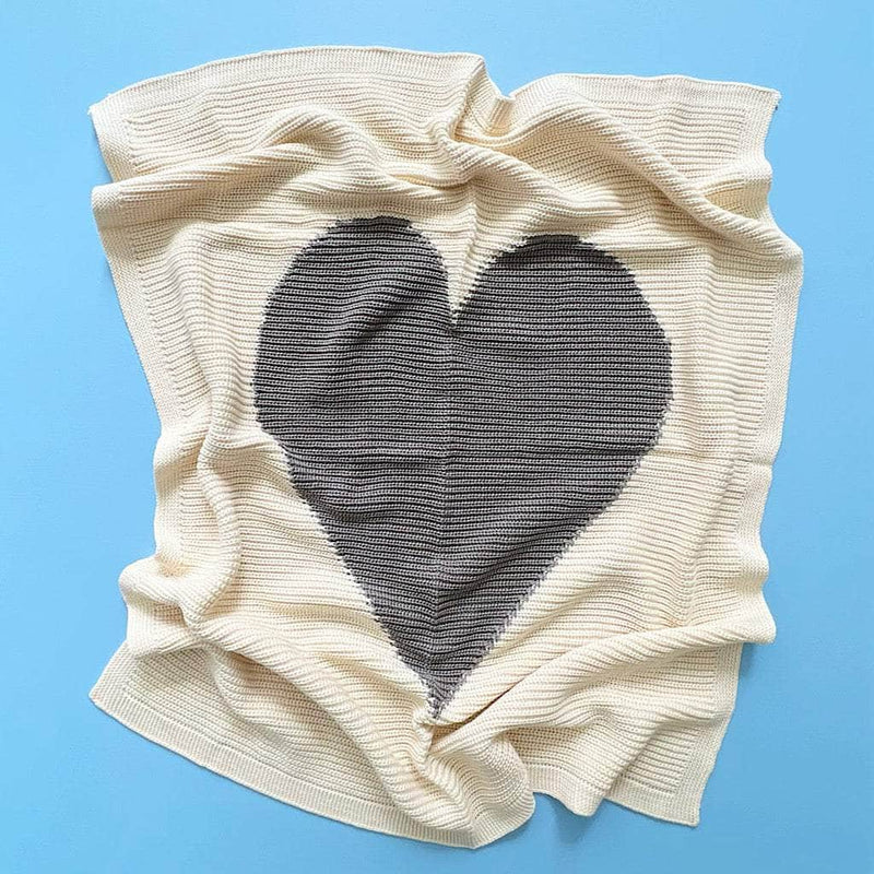 Cotton Baby Blankets - Heart - Grey - Estella
