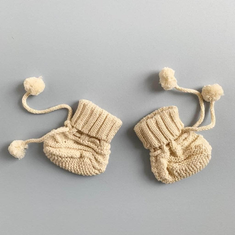 Organic Baby Booties - Cream