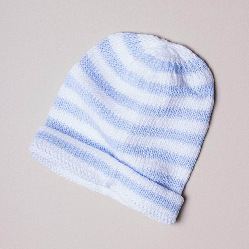 Organic Baby Hats, Handmade in Stripe Colors - Baby Blue / 0-6 M - Estella