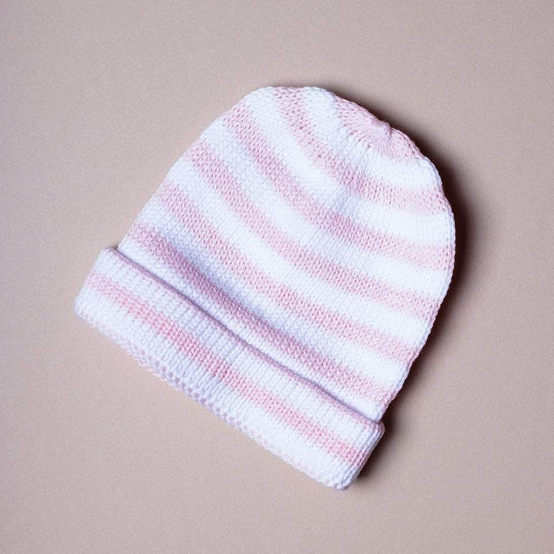 Organic Baby Hats, Handmade in Stripe Colors - Pink / 0-6 M - Estella