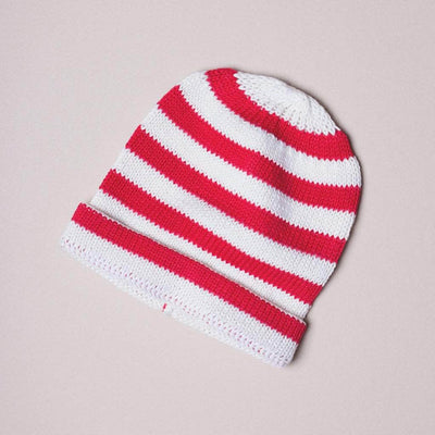 Organic Baby Hats, Handmade in Stripe Colors - Red / 0-6 M - Estella