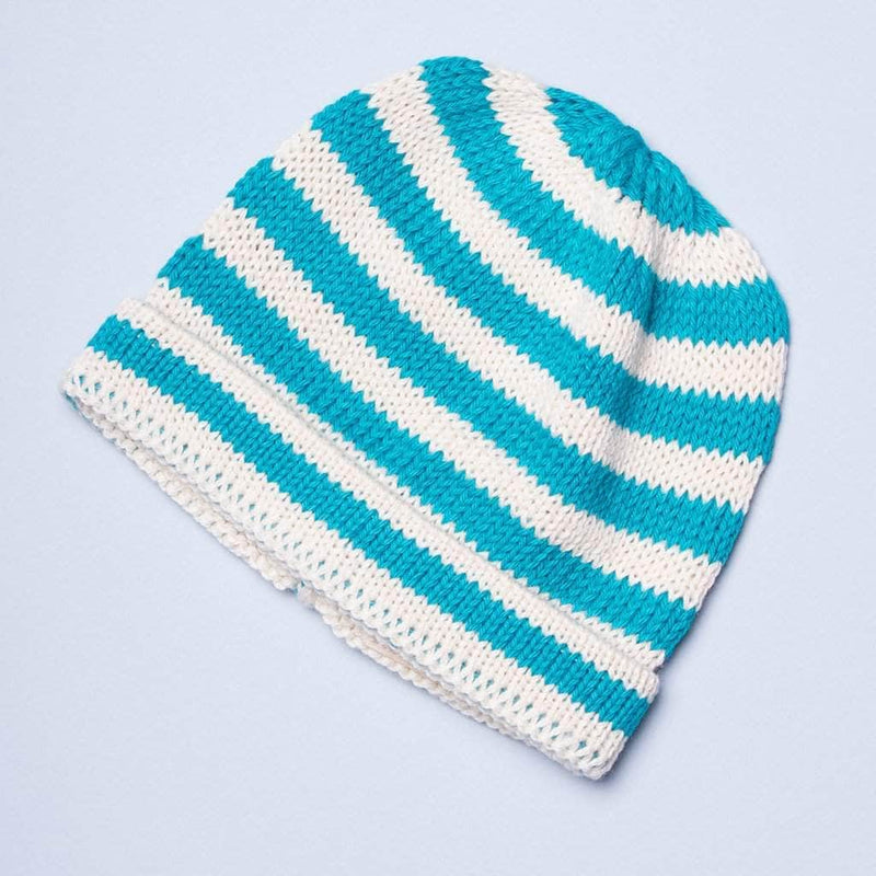 Organic Baby Hats, Handmade in Stripe Colors - Turquoise / 0-6 M - Estella