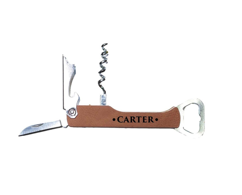 Personalized Leather Wine Bottle Openers -  - Completeful
