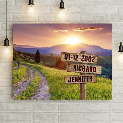 Personalized Mountainside & Love Canvas Print -  - Lazerworx