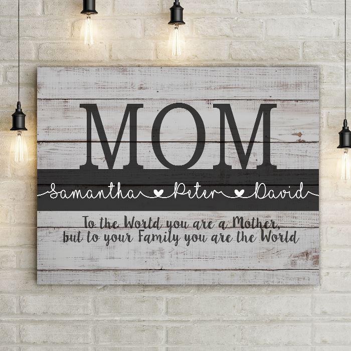 Personalized Mom You Are The World Canvas Print -  - Lazerworx