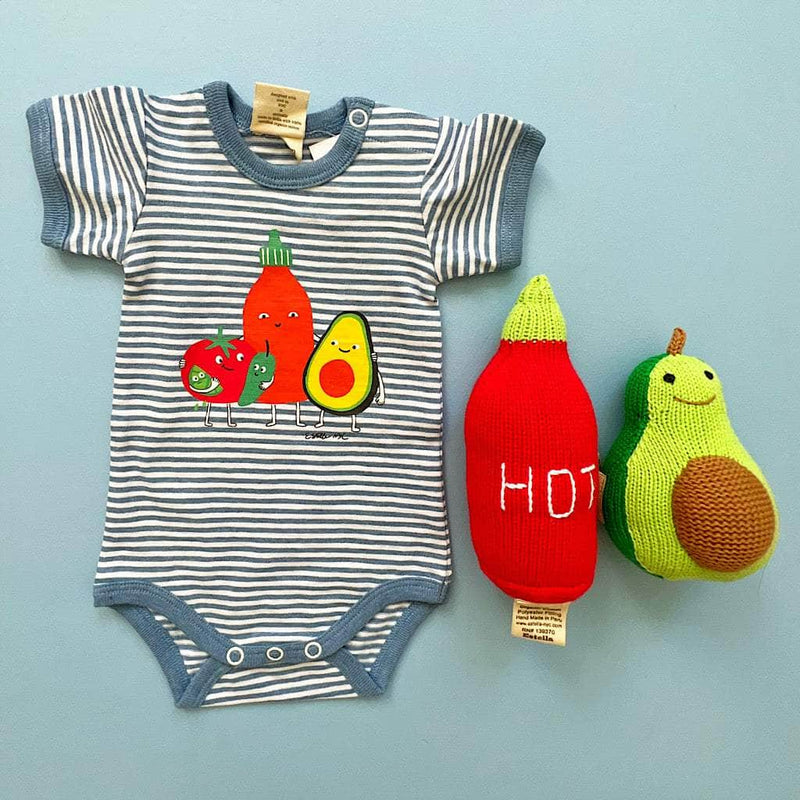 Organic Baby Gift Set, Food Onesie & Rattle -