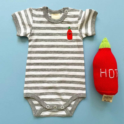 Organic Baby Gift Set, Food Onesie & Rattle -