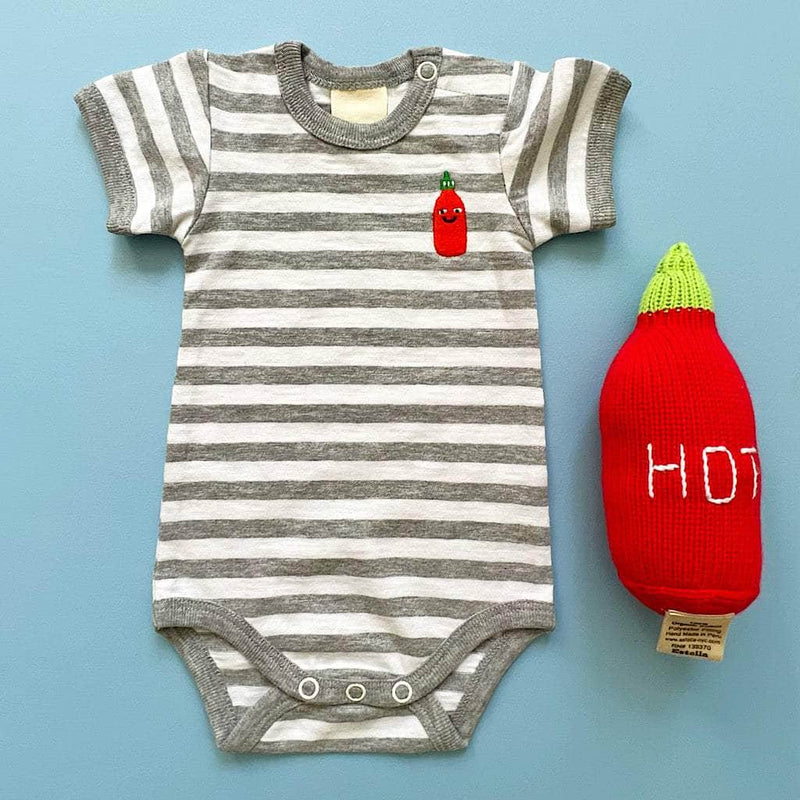 Organic Baby Gift Set, Food Onesie & Rattle -