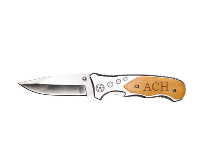 Personalized Silver Blade Knife with Aluminum Handle -