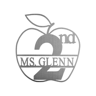 Apple Monogram Metal Sign - 12" / Silver Powder Coat
