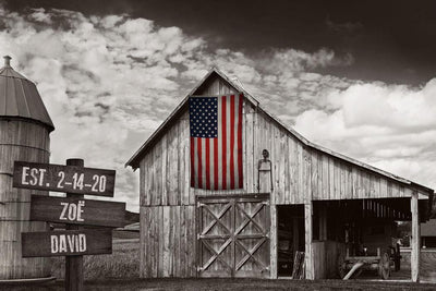 Personalized American Flag Rustic Barn Canvas Print -  - Lazerworx