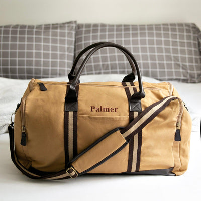 Personalized Men's Weekender Duffle Bag - Khaki - JDS